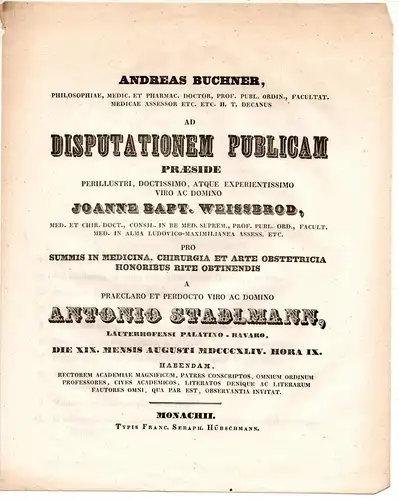 Stadlmann, Anton: aus Lauterhofen: Theses ad disputationem publicam. 
