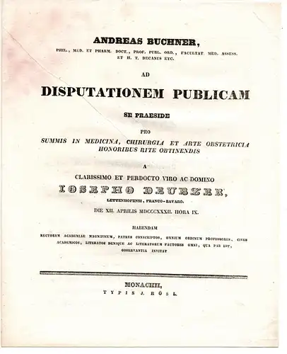 Deubzer, Joseph: aus Lettenhofen: Theses ad disputationem publicam. 