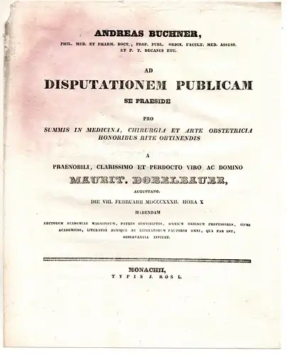 Dobelbauer, Moritz: aus Augsburg: Theses ad disputationem publicam. 