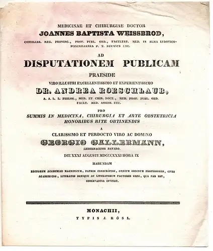 Gallermann, Georg: aus Leberbach: Theses ad disputationem publicam. 