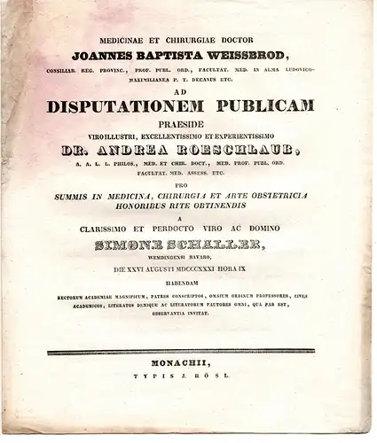 Schaller, Simone: aus Wemding: Theses ad disputationem publicam. 