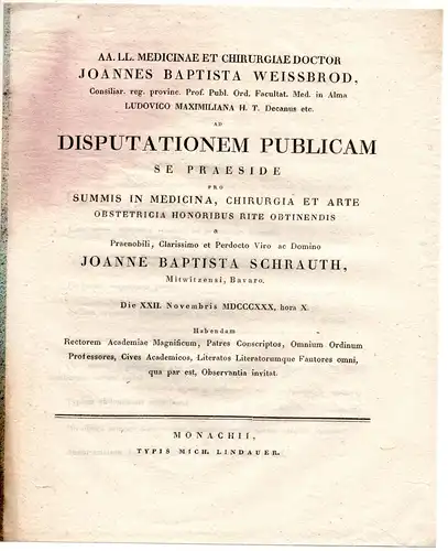 Schrauth, Johann Baptist: aus Mitwitz: Theses ad disputationem publicam. 