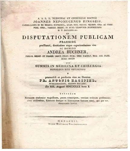 Hagspiel, Fr. Anton: aus Scheidegg: Theses ad disputationem publicam. 