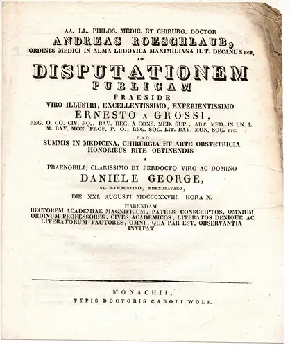 George, Daniel: Theses ad disputationem publicam. 