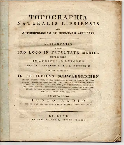 Radius, Justus: Topographia Naturalis Lipsiensis Ad Anthropologiam Et Medicinam Applicata. Dissertation. 