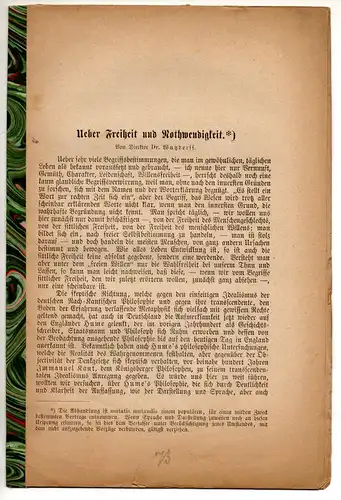 Wutzdorff: Ueber Freiheit und Nothwendigkeit. Sonderdruck aus: Neues lausitzisches Magazin : Zeitschrift der Oberlausitzischen Gesellschaft der Wissenschaften Bd. 50. 