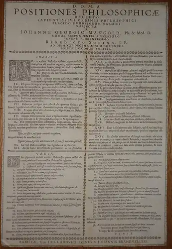 Socin, Benedikt: Positiones philosophicae. 