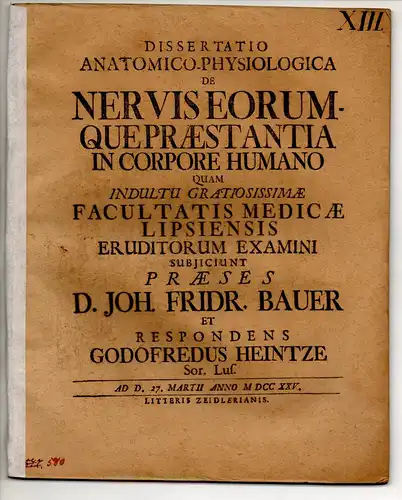 Heintze, Gottfried: Dissertatio anatomico-physiologica de nervis eorumque præstantia in corpore humano. 