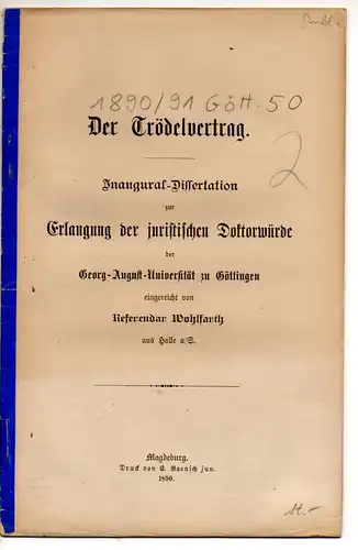 Wohlfarth, Karl: Der Trödelvertrag. Dissertation. 