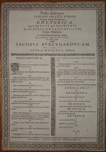 Müller, Peter: aus Basel: Theses subscriptas supremo faente numine vacante modo professione rhetorica. 