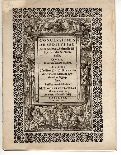 Gavirat, Timothée: aus Genf: Conclusiones de sedibus partium animae, animalis scilicet, vitalis et naturalis. 