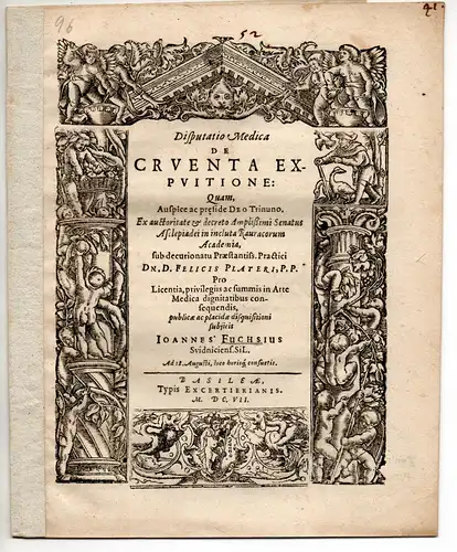 Fuchs, Johann: aus Schweidnitz: Disputatio Medica de cruenta expuitione. 