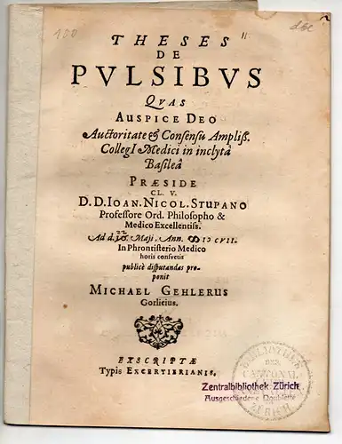 Gehler, Michael: aus Görlitz: Theses de pulsibus. 