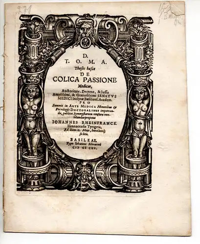 Rheinfranck, Johann: aus Eisenach: Theses de colica passione medicae. 