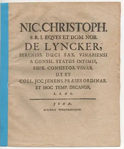 Lyncker, Nicolaus Christoph von: Gedenkschrift an Ludwig Bode. 