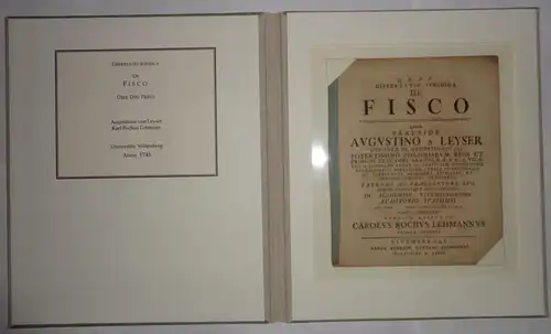 Lehmann, Karl Rochus: aus Triebel: Juristische Dissertation. De fisco. 