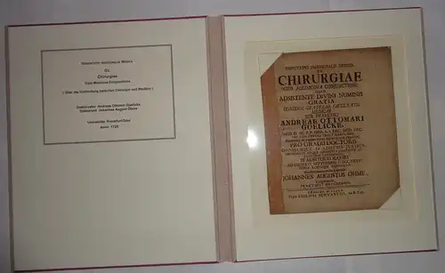 Oehme, Johann August: aus Torgau: Medizinische Inaugural-Dissertation. De chirurgiae cum medicina conjunctione. 