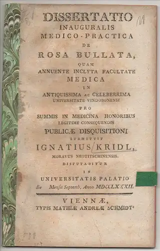 Kridl, Ignatius: Medizinische Inaugural-Dissertation. De Rosa Bullata. 