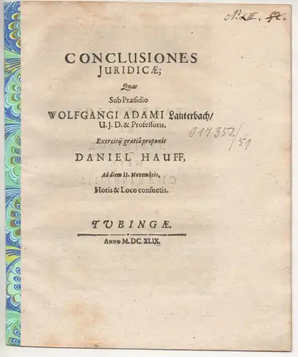 Hauff, Daniel: Conclusiones iuridicae. 