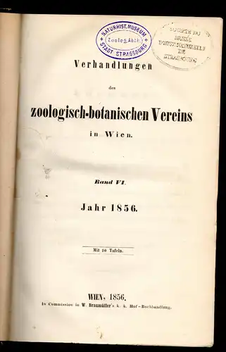 Verhandlungen der kaiserlich-königlichen zoologisch-botanischen Gesellschaft in Wien Bd. 6. 