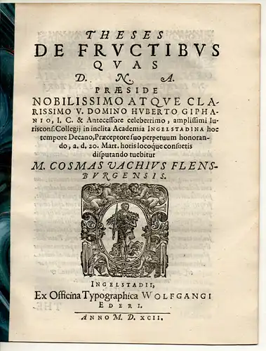 Vach, Cosmas: aus Flensburg: Theses de fructibus. 