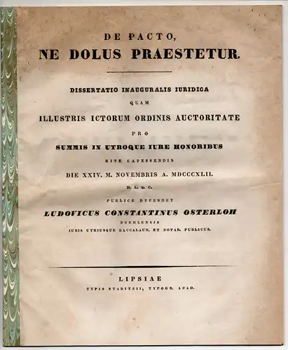 Osterloh, Ludwig Constantin: De pacto, ne dolus praestetur. Dissertation. 