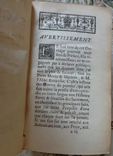 Chardon, Charles Mathias: Histoire des sacremens : ou de la manière dont ils ont été celebrés et administrés dans l'Eglise et de l'usage qu'on en a fait depuis le temps des Apôtres jusqu'à présent. 6 Bände (komplett). 