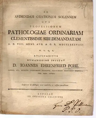 Pohl, Johann Ehrenfried: Disseritur de analogia inter morbillos et tussim convulsivam. 