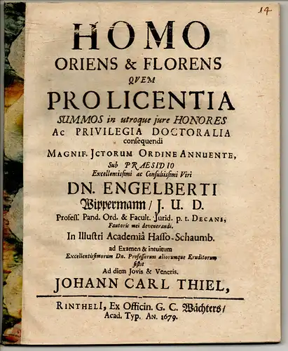 Thiel, Johann Carl: Homo Oriens & Florens (Ursprung und Entwicklung des Menschen). 