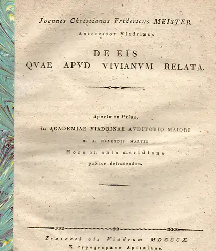 Meister, Johann Christian Friedrich: De eis quae apud Vivianum relata. 