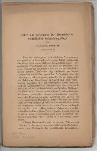 Bäumler, Ernst Emil Wilhelm: Ueber das Vorkommen der Eisensteine im westfälischen Steinkohlengebirge. Sonderdruck aus: Verhandlungen des Naturhistorischen Vereins der Preussischen Rheinlande und Westfalens 27, S. 158-251. 