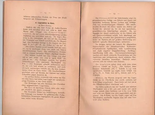 Wilhelm, Oskar: Die Eisen-Mangan-Erzlagerstätten im unteren Aversertal (Val Ferrera) Graubünden. Dissertation. Sonderdruck aus: Zeitschrift für praktische Geologie 30. 