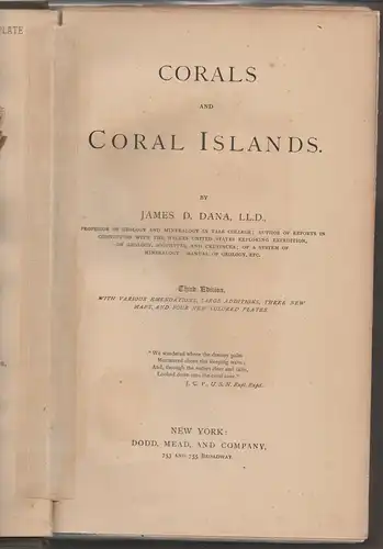 Dana, James Dwight: Corals and coral Islands 3. ed. 