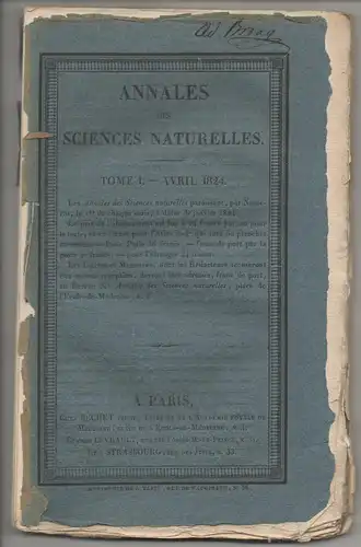Annales des Sciences Naturelles tome 4 - Acril 1824. 