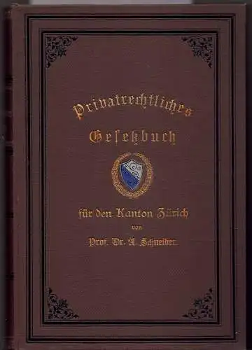 Schneider, Albert: Privatrechtliches Gesetzbuch für den Kanton Zürich : auf Grundlage des Bluntschli'schen Kommentars allgemeinfaßlich erläutert. 