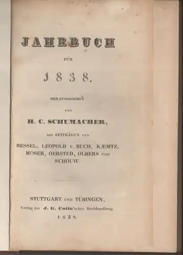 Schumacher, Heinrich Christian (Hrsg.): Jahrbuch für 1838. 