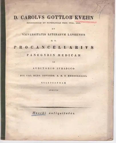 Kühn, Carl Gottlob: Moschi antiquitates. Promotionsankündigung von Christian Albert Weinlich aus Dresden. 