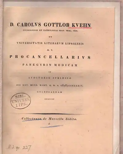 Kühn, Carl Gottlob: Collectanea de Marcello Sidita 1-5 in 1 (komplett). 