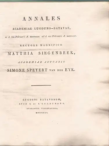Siegenbeek, M. (rector): Annales academiae Lugduno-Batavae 1823-1824. 