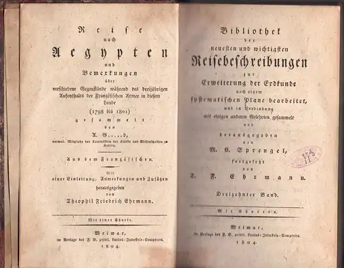 Sprengel, Matthias Christian; Ehrmann, Theofil F: Bibliothek der neuesten und wichtigsten Reisebeschreibungen zur Erweiterung der Erdkunde nach einem systematischen Plane, Bd. 13: Antoine Galland, Reise..