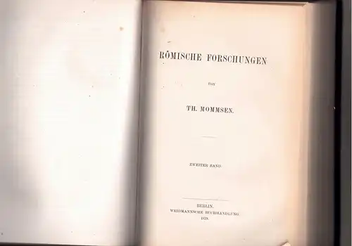 Mommsen, Theodor: Römische Forschungen, Bd. 1-2 in 1. 