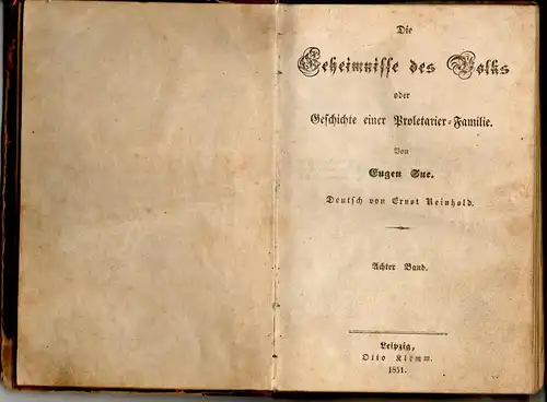 Sue, Eugene: Geheimnisse des Volkes oder Geschichte einer Proletarier-Familie. 8. Bd. 