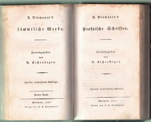 Blumauer, Alois: Travestirte Aeneis + prosaische Schriften. A. Blumauer's sämmtliche Werke 2 u. 3 in 1. 2. verbesserte Auflage. 