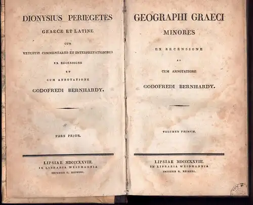 Bernhardy, Gottfried (Hrsg.): Dionysius Periegetes : graece et latine 1 + 2. Geographi Graeci minores 1 + 2 (komplett). 