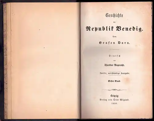 Daru, Pierre Antoine Noel Bruno: Geschichte der Republik Venedig, Bd. 1-4 (komplett). 2., vollständige Ausg. 