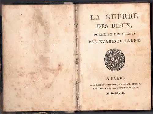 Parny, Évariste: La guerre des dieux. 