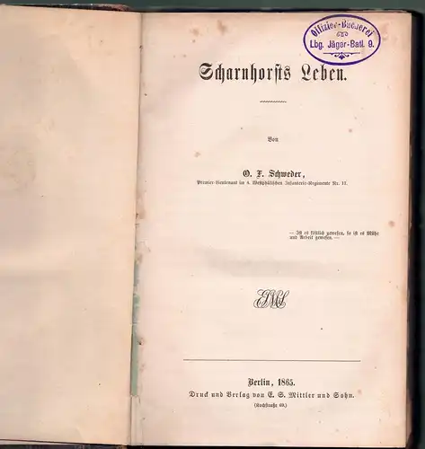 Schweder, O. F: Scharnhorsts Leben. 