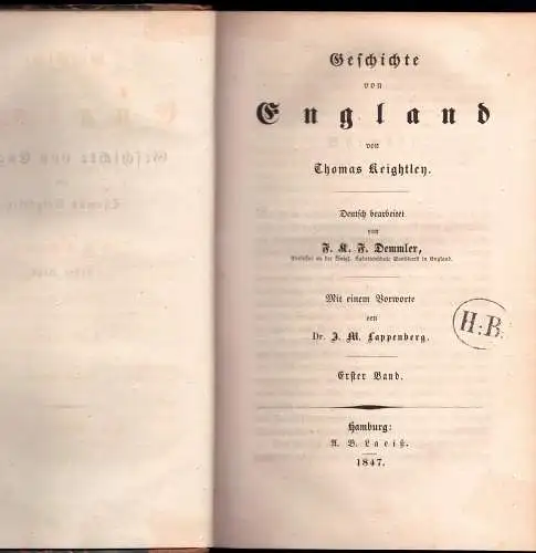 Keightley, Thomas: Geschichte von England, Bd. 1 + 2 (komplett). 