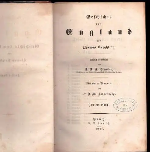 Keightley, Thomas: Geschichte von England, Bd. 1 + 2 (komplett). 