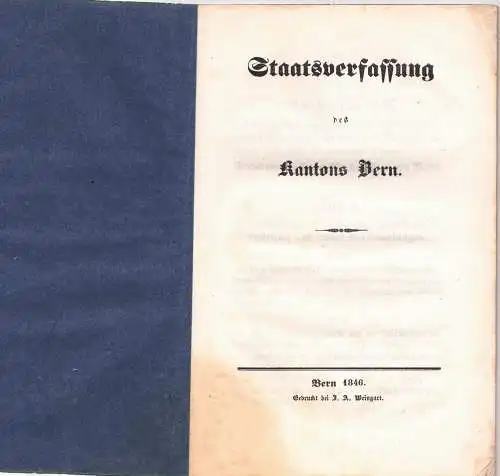 Staatsverfassung des Kantons Bern. 